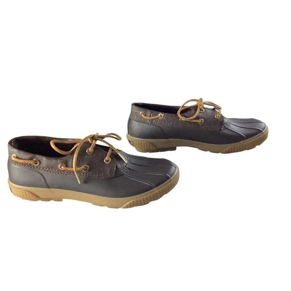 Michael Kors Womens Duck Shoes‎ Brown Rubber Sole Lace Up Size 8 Sturdy Outdoor